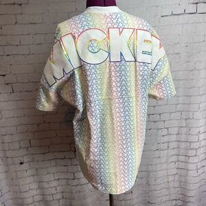 Disney Spirit Jersey size small rainbow pride short sleeve MICKEY shirt